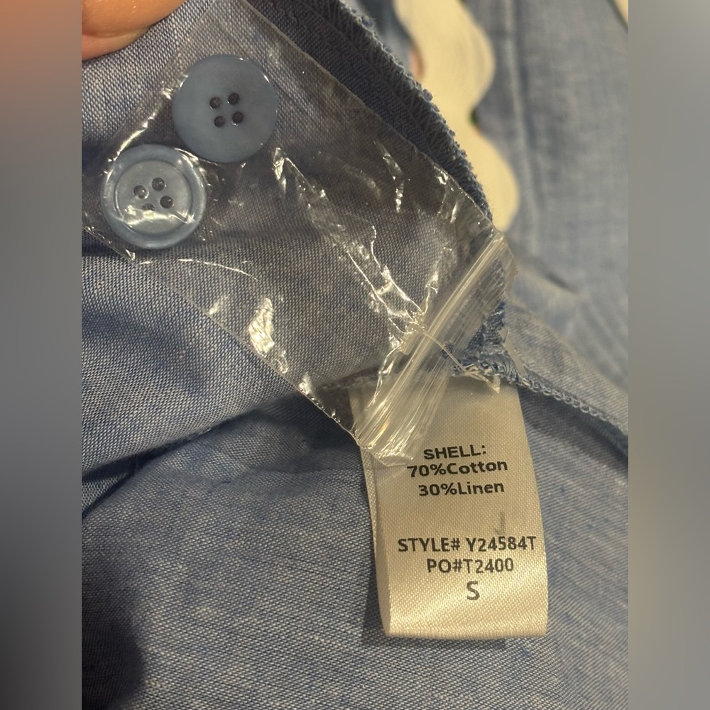 NWT Tuckernuck Chambray Cornelia Dress Blue Small MISSING Belt Mini Linen Blend - Picture 15 of 15